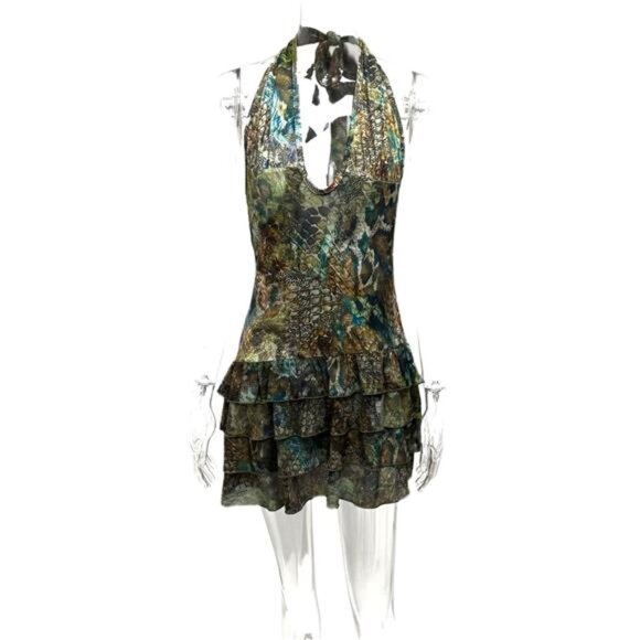Printed Halter Neck Layered Dress - Picture 6 of 6